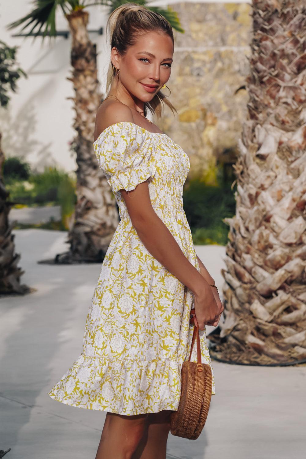 Something Else Floral Off-Shoulder Mini Dress - MXSTUDIO.COM