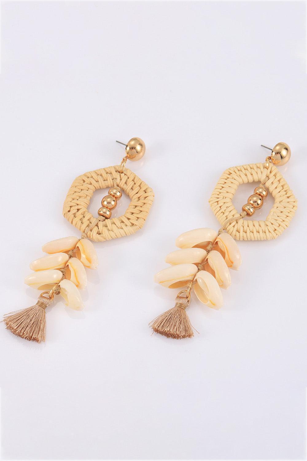 Sophisticated Brilliance Tassel Shell Copper Earrings - MXSTUDIO.COM