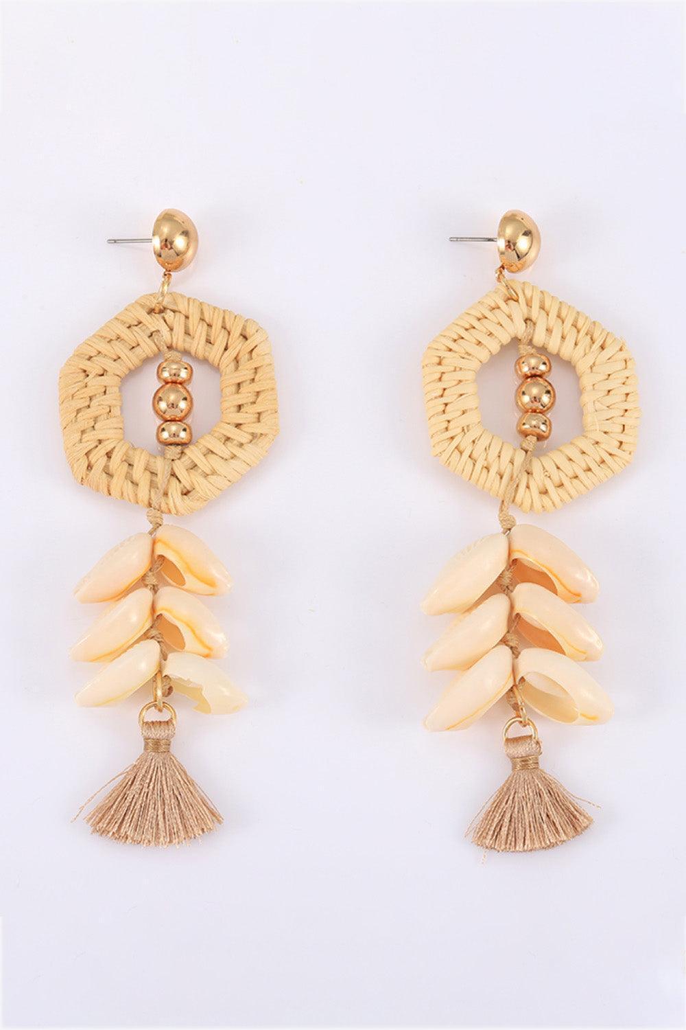 Sophisticated Brilliance Tassel Shell Copper Earrings - MXSTUDIO.COM