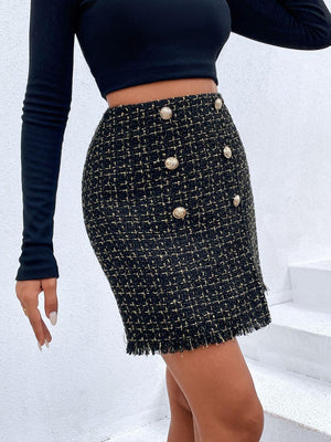 Sophisticated Button Detailed Mini Skirt - MXSTUDIO.COM