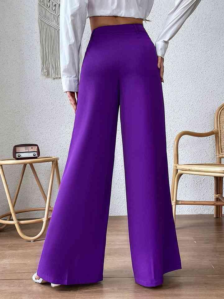 Sophisticated Flair Purple Wide Leg Pants - MXSTUDIO.COM