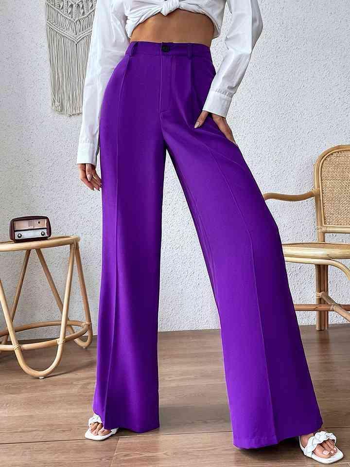 Sophisticated Flair Purple Wide Leg Pants - MXSTUDIO.COM