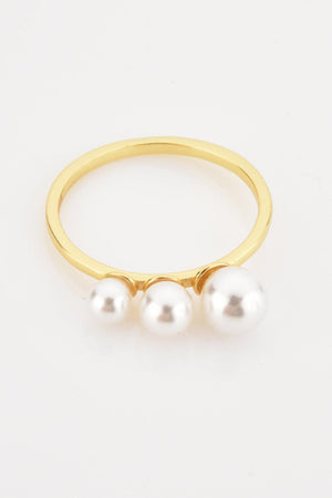 Sophisticated Gold Plated Sterling Silver Pearl Ring - MXSTUDIO.COM