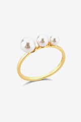 Sophisticated Gold Plated Sterling Silver Pearl Ring - MXSTUDIO.COM