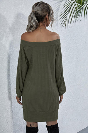 Sophisticated Knit Boat Neck Mini Dress - MXSTUDIO.COM