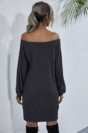 Sophisticated Knit Boat Neck Mini Dress - MXSTUDIO.COM