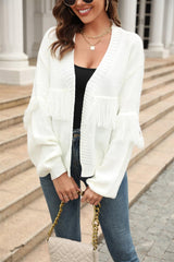 Sophisticatedly Comfy Open Front Fringe Cardigan - MXSTUDIO.COM