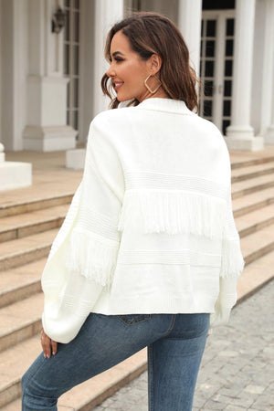 Sophisticatedly Comfy Open Front Fringe Cardigan - MXSTUDIO.COM