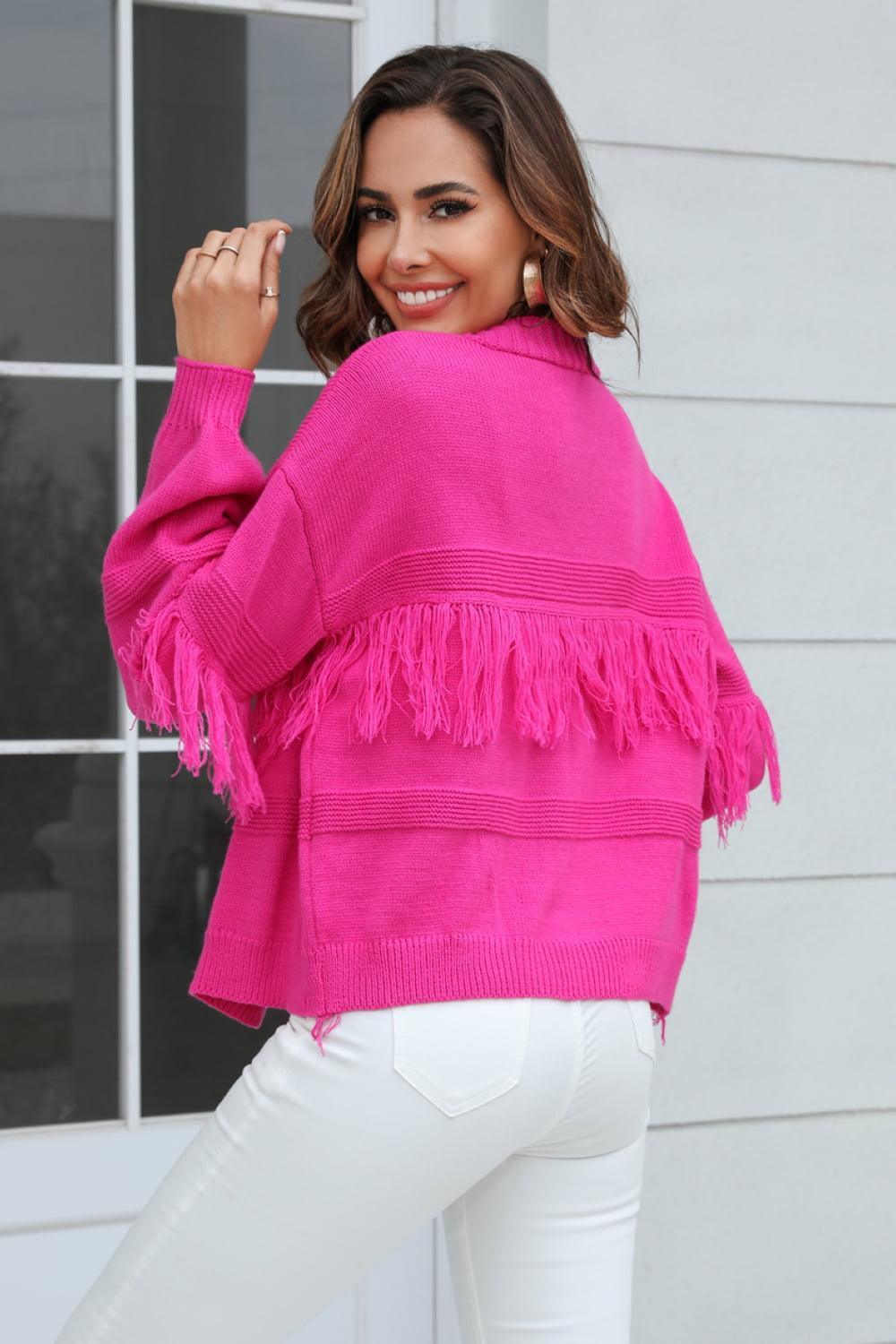 Sophisticatedly Comfy Open Front Fringe Cardigan - MXSTUDIO.COM