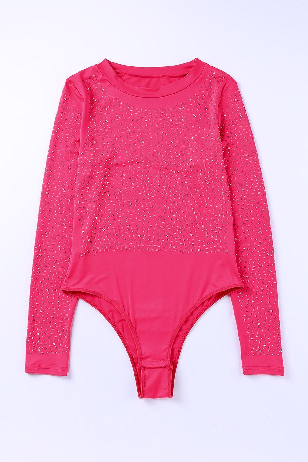 Sparkle All Day Rhinestone Long Sleeve Bodysuit - MXSTUDIO.COM