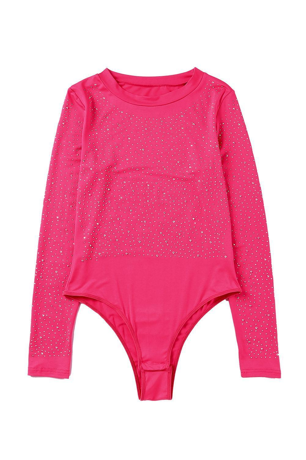 Sparkle All Day Rhinestone Long Sleeve Bodysuit - MXSTUDIO.COM