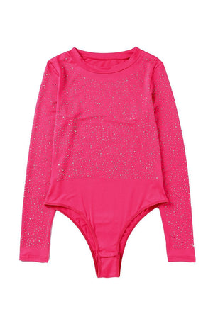 Sparkle All Day Rhinestone Long Sleeve Bodysuit - MXSTUDIO.COM