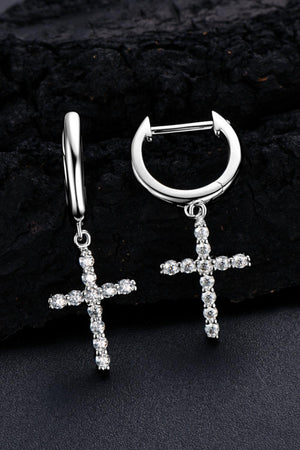 Sparkling Allure Cross Moissanite Drop Earrings - MXSTUDIO.COM