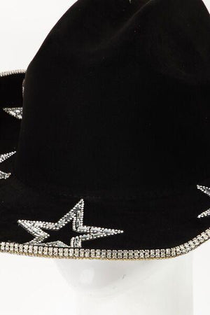 a black hat with white stars on it
