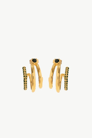 Sparkly C-Shaped Gold Plated Hoop Earrings - MXSTUDIO.COM