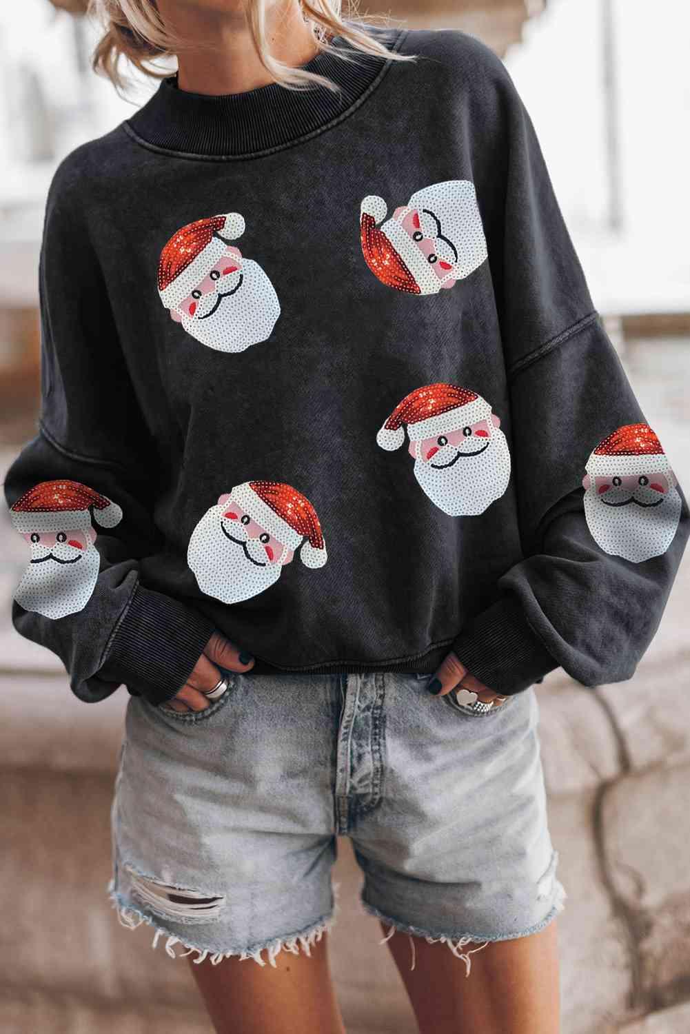 Sparkly Christmas Sequin Santa Claus Sweatshirt-MXSTUDIO.COM