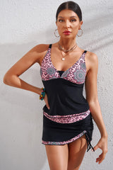 Spectacular Leopard Plunge Skirted Two Piece Swimsuit - MXSTUDIO.COM