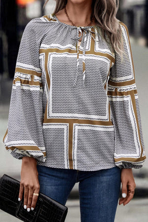 Spectacular Printed Balloon Sleeve Blouse - MXSTUDIO.COM