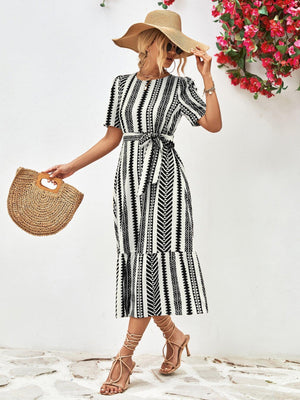 Splendid Summer Midi Vertical Stripe Dress - MXSTUDIO.COM