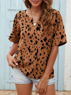 Splendid Sunday Notched Neck Half Sleeve Blouse - MXSTUDIO.COM