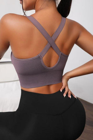 Sporty Appeal Scoop Neck Crisscross Sports Bra - MXSTUDIO.COM