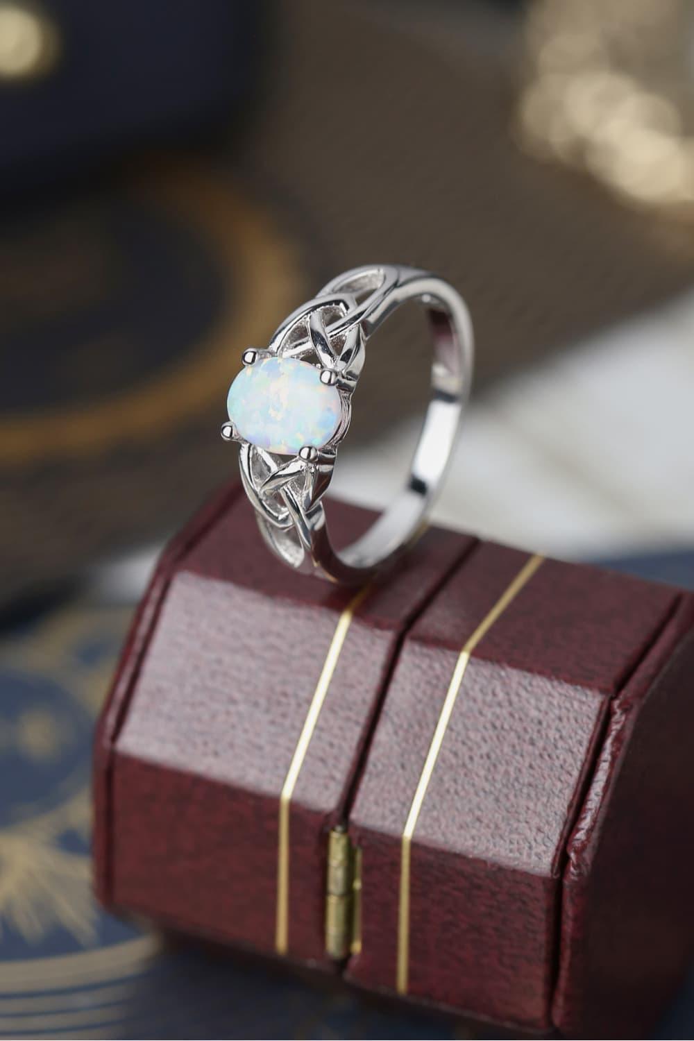 Spread Joy Crisscross 4-Prong Sterling Silver Opal Ring - MXSTUDIO.COM