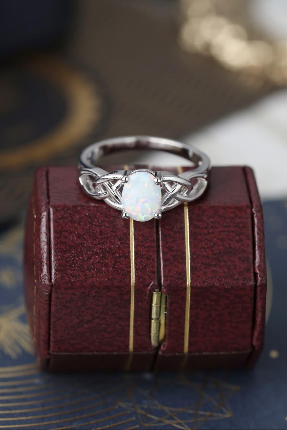 Spread Joy Crisscross 4-Prong Sterling Silver Opal Ring - MXSTUDIO.COM