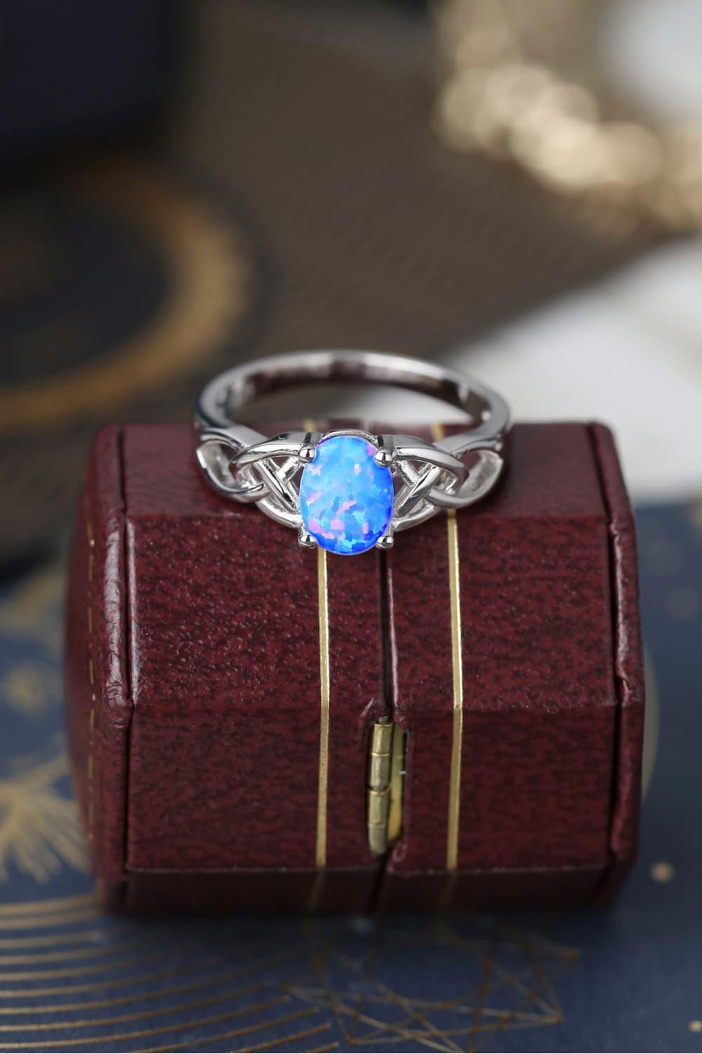 Spread Joy Crisscross 4-Prong Sterling Silver Opal Ring - MXSTUDIO.COM