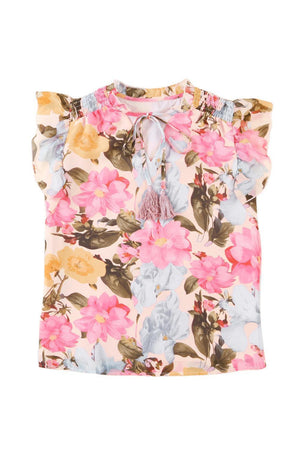 Spread Your Wings Floral Flutter Sleeve Top - MXSTUDIO.COM