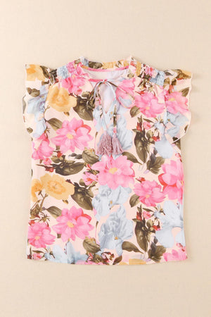 Spread Your Wings Floral Flutter Sleeve Top - MXSTUDIO.COM