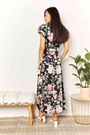 Spring Romance Short Sleeve Floral Maxi Dress - MXSTUDIO.COM