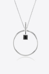 Square Black Zircon Pendant 925 Sterling Silver Necklace - MXSTUDIO.COM