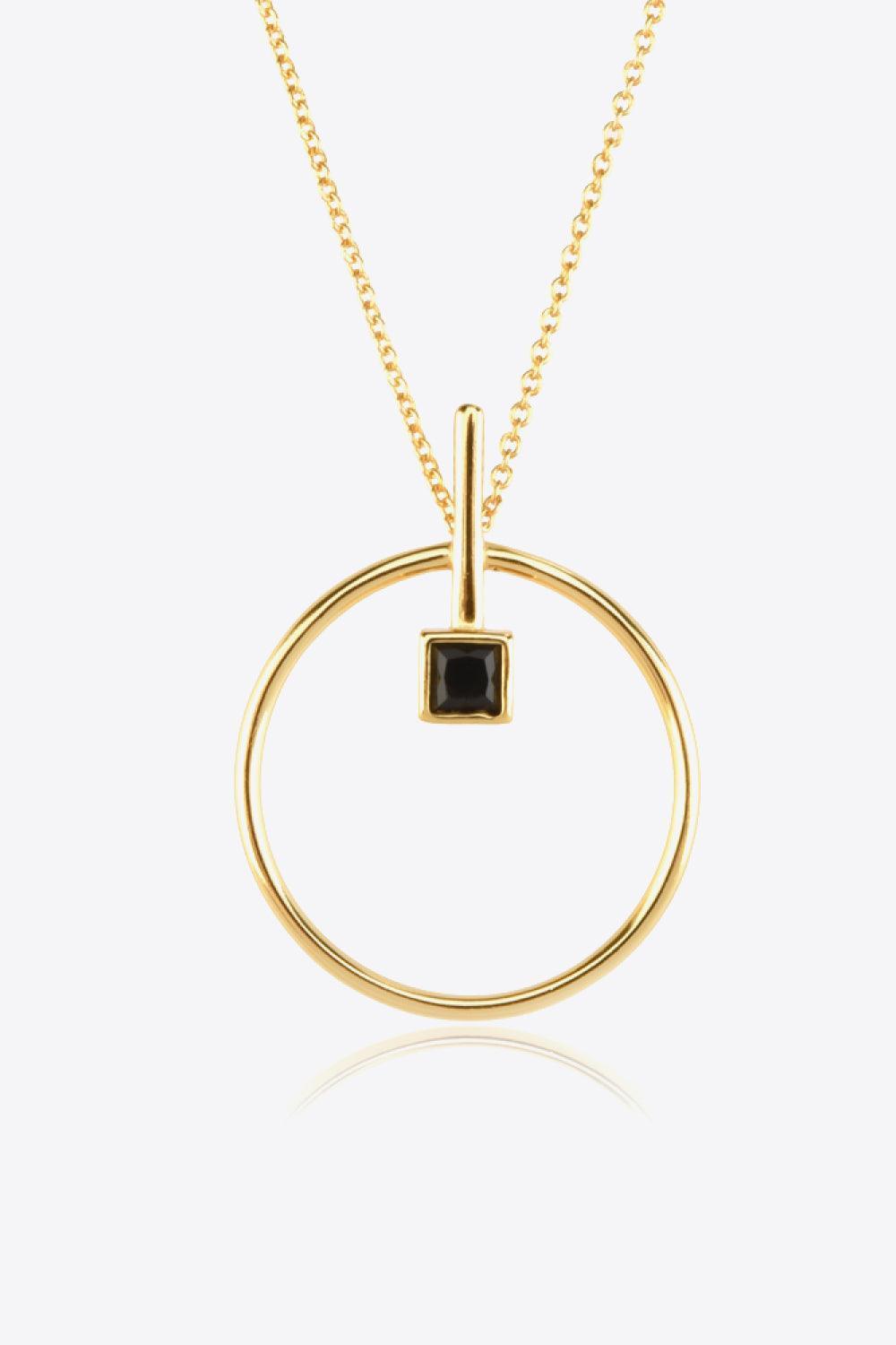 Square Black Zircon Pendant 925 Sterling Silver Necklace - MXSTUDIO.COM