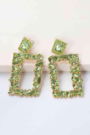 Square Shape Glass Stone Fashion Dangle Earrings-MXSTUDIO.COM