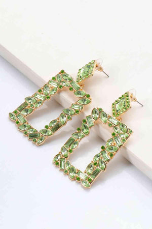 Square Shape Glass Stone Fashion Dangle Earrings-MXSTUDIO.COM