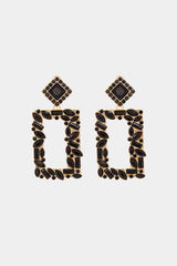 Square Shape Glass Stone Fashion Dangle Earrings-MXSTUDIO.COM