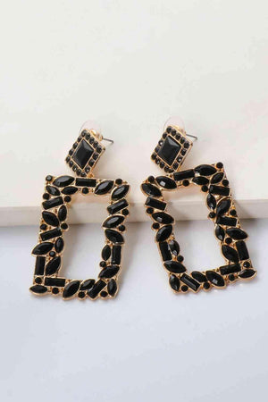 Square Shape Glass Stone Fashion Dangle Earrings-MXSTUDIO.COM