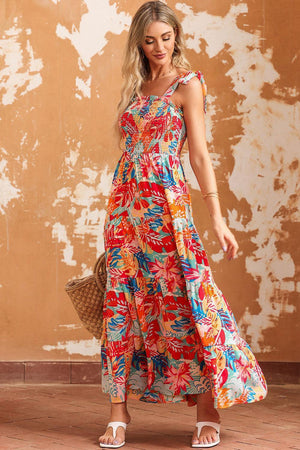 Staggering Look Tiered Tie Shoulder Maxi Dress - MXSTUDIO.COM