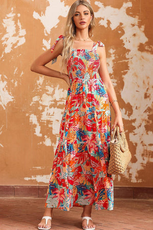 Staggering Look Tiered Tie Shoulder Maxi Dress - MXSTUDIO.COM