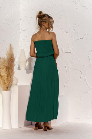 Staggering Tie Waist Strapless Tiered Maxi Dress - MXSTUDIO.COM