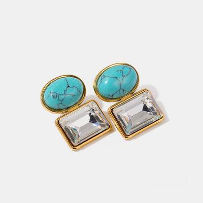 a pair of turquoise stone and crystal earrings