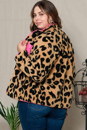 Stand By Me Zip Up Plus Size Leopard Print Jacket - MXSTUDIO.COM