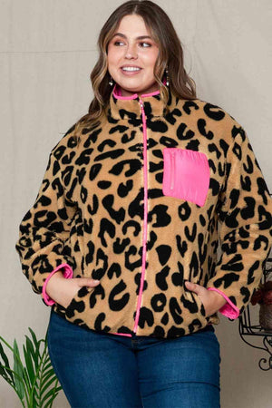 Stand By Me Zip Up Plus Size Leopard Print Jacket - MXSTUDIO.COM