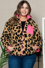 Stand By Me Zip Up Plus Size Leopard Print Jacket - MXSTUDIO.COM