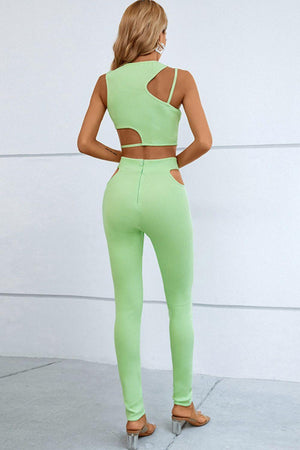 Standout Crop Top and High Waisted Pants Set - MXSTUDIO.COM