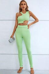 Standout Crop Top and High Waisted Pants Set - MXSTUDIO.COM