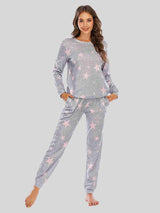 Star Print Long Sleeve Top and Pants Lounge Set - MXSTUDIO.COM