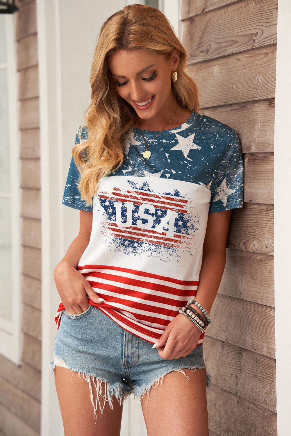 Stars and Stripes USA American Flag T Shirt - MXSTUDIO.COM