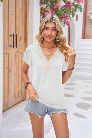 Start Anew Petal Sleeve V Neck Blouse - MXSTUDIO.COM