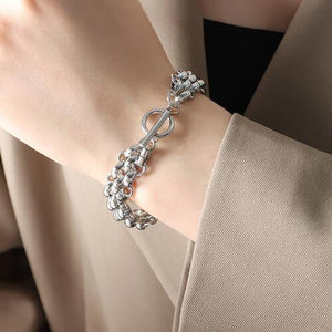 Stay Cheerful Gold-Plated Toggle Clasp Bracelet-MXSTUDIO.COM